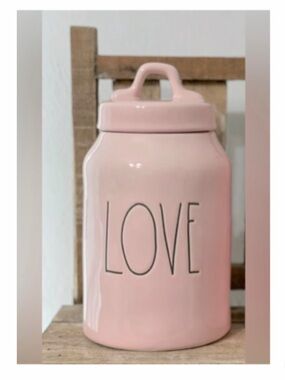 NEW Rae Dunn Pink Love Canister Kitchen Decor